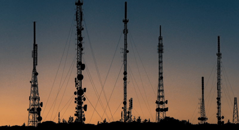 seven antennas in the dusk